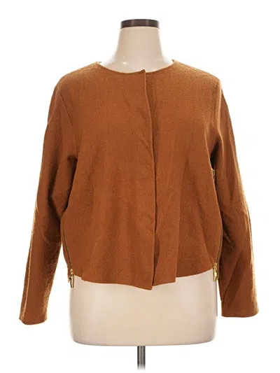 Pre-owned Alfani Wool Cardigan Sweater In Brown