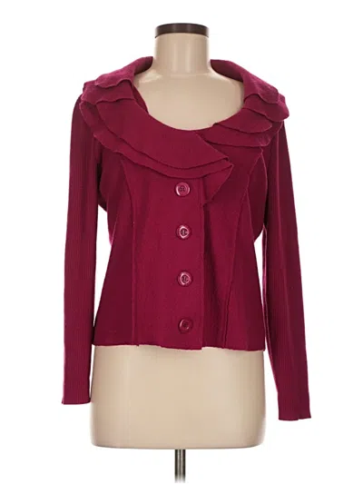 Pre-owned Alfani Wool Cardigan Sweater In Burgundy
