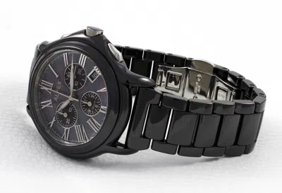 Pre-owned Alfex Men's Watch 5629 Chronograph Ceramic Black Mother Of Pearl Swiss Made 44mm