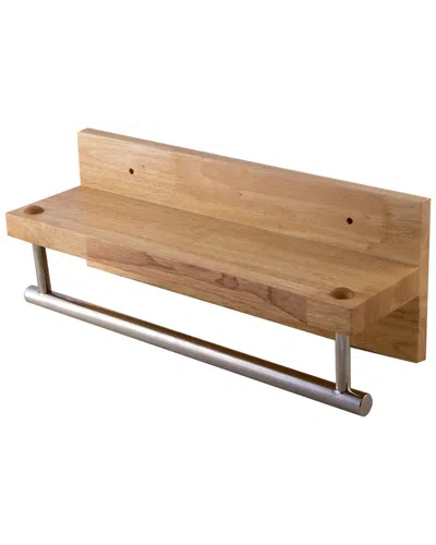 Alfi 16 Wooden Shelf With Towel Bar Bathroom Accessory In Brown
