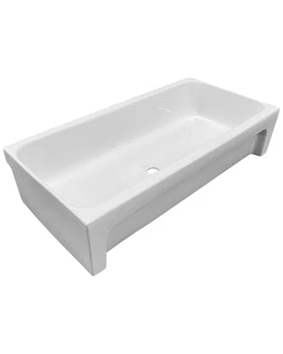 Alfi 36in White Above Mount Fireclay Bath Trough Sink