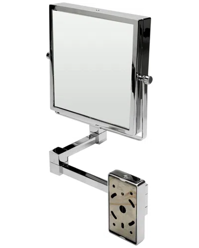 Alfi 8 Square Wall Mounted 5x Magnify Cosmetic Mirror In Silver