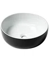 Alfi Black & White 15in Round Above Mount Ceramic Sink In Black