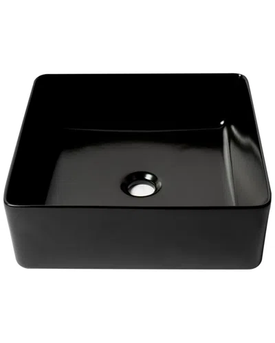 Alfi Black Matte 16in Modern Square Above Mount Ceramic Sink