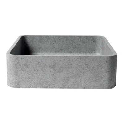 Alfi Brand 16" Solid Concrete Chiseled Style Square Above Mount Vessel Sink In Natural