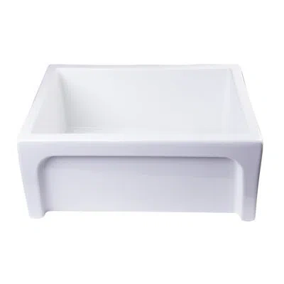 Alfi Brand 24" L X 18" W Arched Apron Thick Wall Fireclay Single Bowl Farmhouse Kitchen Sink In White