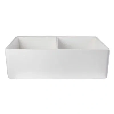 Alfi Brand 33" L X 20" W Double Basin Farmhouse Kitchen Sink With Accessories In White