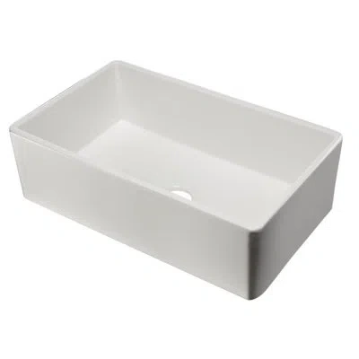 Alfi Brand 33" L X 20" W Single Bowl Fireclay Farmhouse Kitchen Sink In White