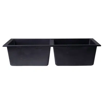 Alfi Brand 34" L X 18" W Double Basin Drop-in Kitchen Sink In Black