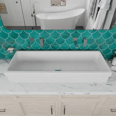 Alfi Brand 48" Fireclay Rectangular Trough Bathroom Sink In White