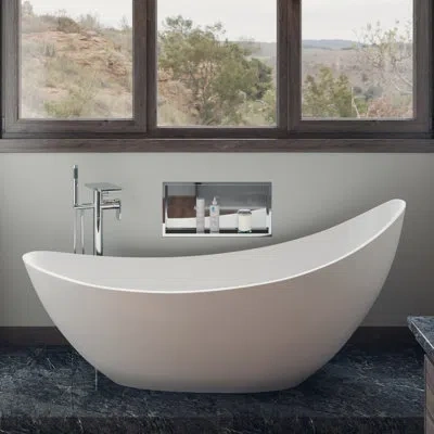 Alfi Brand 74" X 31" Freestanding Soaking Bathtub In White