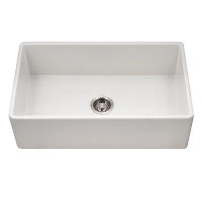 Alfi Brand Ab4318 White 33" X 18" Single Bowl Fireclay Farm Sink In Gloss