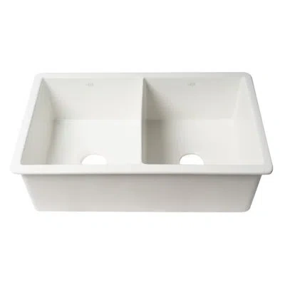 Alfi Brand Abf3219dud-w White 32" X 19" Double Bowl Fireclay Undermount / Drop In Kitchen Sink In Chrome