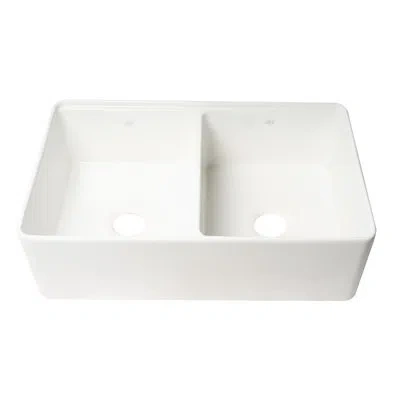 Alfi Brand Abfs3320d-w White 33" X 20" Workstation Double Bowl Step Rim Fireclay Farm Sink With Accessories