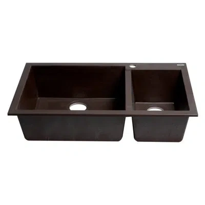 Alfi Brand Composite 34" L X 20" W Double Basin Drop-in Kitchen Sink In Chocolate