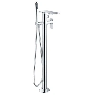 Alfi Brand Double Handle Floor Mounted Freestanding Tub Filler Trim In Polished Chrome