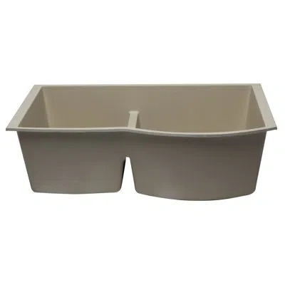 Alfi Brand Granite Composite 33" L X 21" W Double Basin Undermount Kitchen Sink In Biscuit