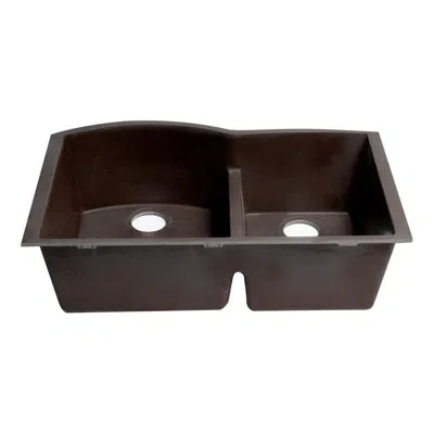 Alfi Brand Granite Composite 33" L X 21" W Double Basin Undermount Kitchen Sink In Chocolate