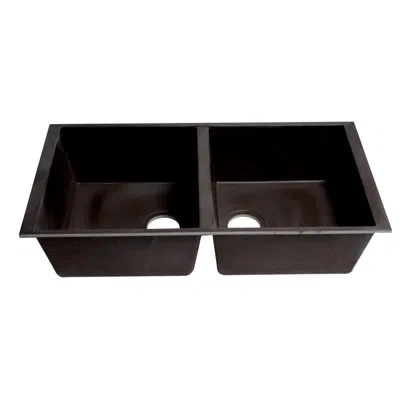 Alfi Brand Granite Composite 34" L X 18" W Double Basin Undermount Kitchen Sink In Chocolate