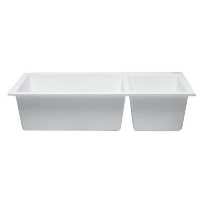 Alfi Brand Granite Composite 34" L X 20" W Double Basin Undermount Kitchen Sink In White