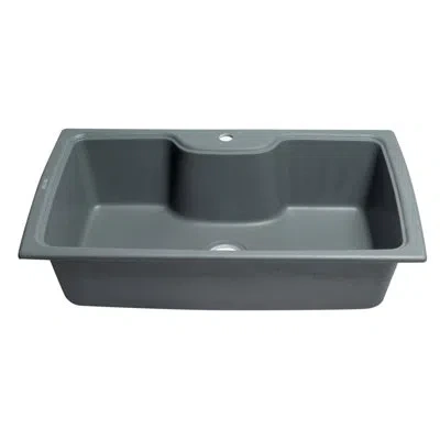 Alfi Brand Granite Composite 35" L X 20" W Drop-in Kitchen Sink In Titanium