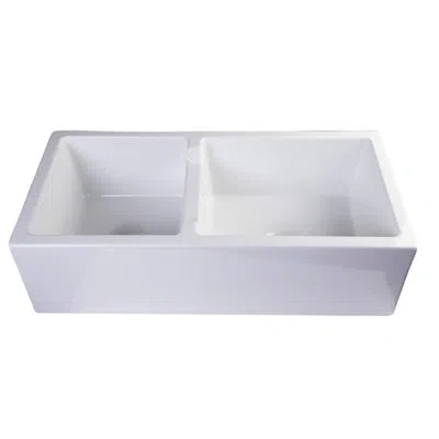 Alfi Brand Jamila 36" L X 18" W Double Basin Farmhouse/apron In White
