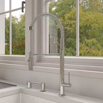 Alfi Brand Pull Down Single Handle Kitchen Faucet With Side Spray In Polished Chrome