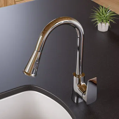 Alfi Brand Pull Down Single Handle Kitchen Faucet With Side Spray In Polished Chrome