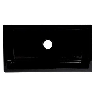 Alfi Brand Reversible Fluted Smooth Fireclay 33" L X 18" W Farmhouse Kitchen Sink In Black Gloss