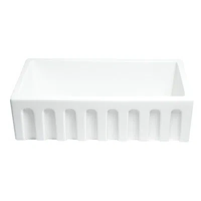 Alfi Brand Reversible Fluted/smooth Fireclay 33" L X 18" W Farmhouse Kitchen Sink In White