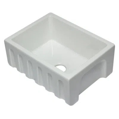 Alfi Brand Reversible Single Bowl Fireclay Farm 24" L X 10" W Farmhouse Kitchen Sink In White