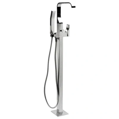 Alfi Brand Single Handle Floor Mount Tub Filler Mixer With Hand Held Shower Head In Polished Chrome