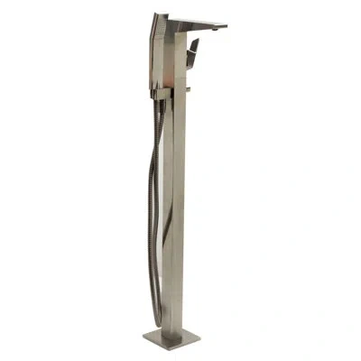 Alfi Brand Single Handle Floor Mounted Freestanding Tub Filler With Hand Shower In Brushed Nickel