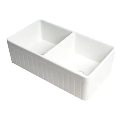 Alfi Brand Smooth Apron 33" L X 18" W Double Basin Farmhouse Kitchen Sink In White