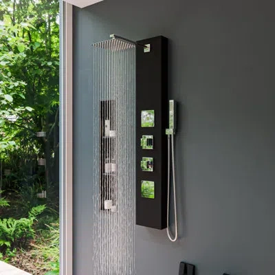 Alfi Brand Stainless Steel Vertical Triple Niche Shower Shelf In Black Matte