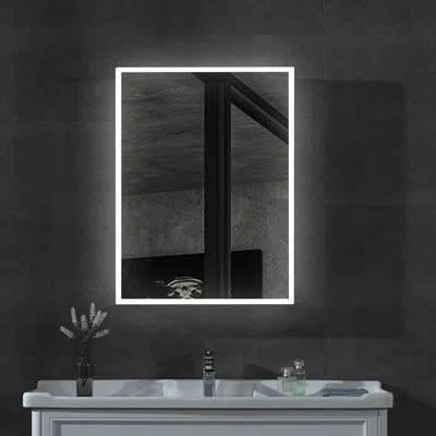 Alfi Brand Surface Mount Framed 1 Door Medicine Cabinet With 3 Adjustable Shelves, Led Lighting And Electrical  In Gray