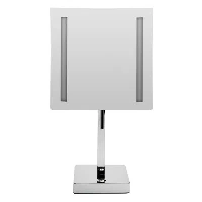 Alfi Brand Tabletop Square Frameless Lighted Magnifying Makeup/shaving Mirror In Polished Chrome