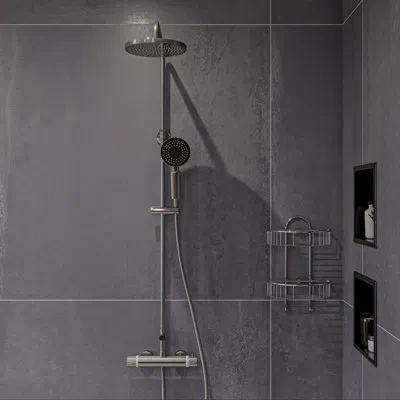 Alfi Brand Thermostatic Complete Shower System With Rough-in Valve In Brushed Nickel