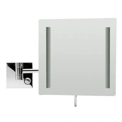 Alfi Brand Wall Mount Square Frameless Lighted Magnifying Makeup/shaving Mirror In Polished Chrome