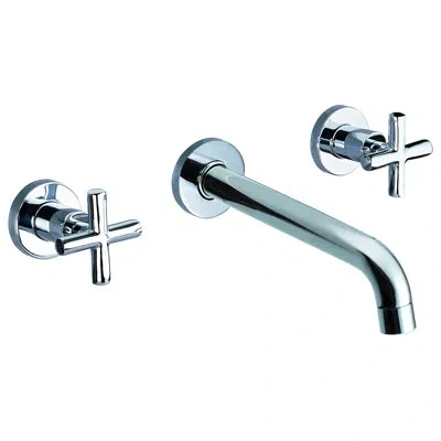 Alfi Brand Wall-mounted Cross Handle Widespread Bathroom  Faucet In Polished Chrome