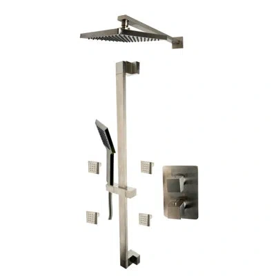 Alfi Brand Way Thermostatic Complete Shower System With Rough-in Valve In Brushed Nickel
