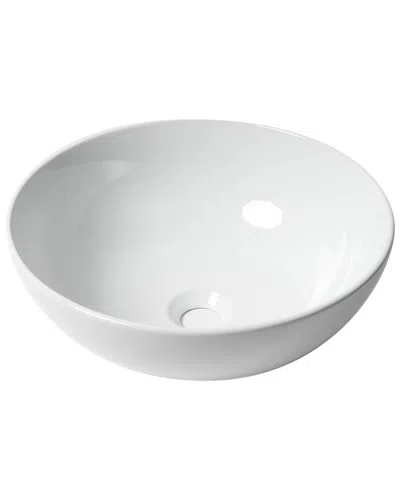 Alfi White 15in Round Vessel Bowl Above Mount Ceramic Sink