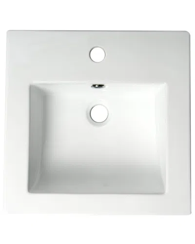 Alfi White 17in Square Drop In Ceramic Sink With Faucet Hole