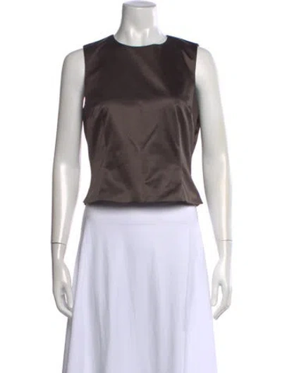 Pre-owned Alfie Crew Neck Sleeveless Top In Brown