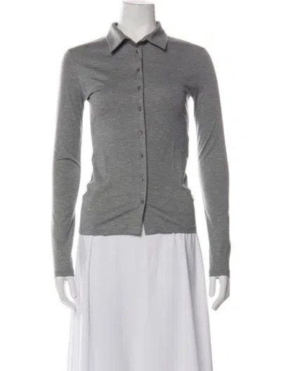 Pre-owned Alfie Long Sleeve Button-up Top In Grey