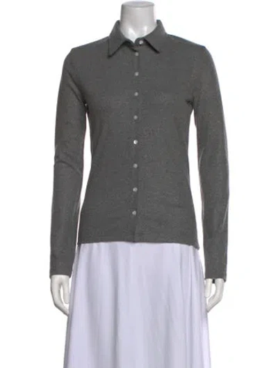 Pre-owned Alfie Long Sleeve Button-up Top In Grey