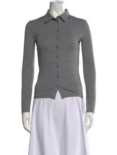 Pre-owned Alfie Long Sleeve Button-up Top In Grey