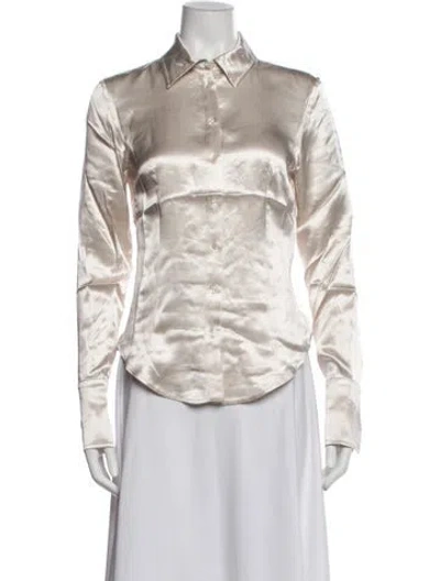 Pre-owned Alfie Long Sleeve Button-up Top W/ Tags In Neutrals
