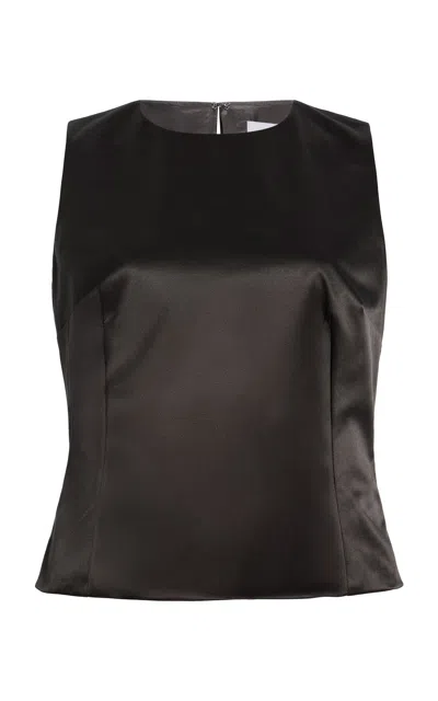 Alfie Nori Cotton-blend Satin Top In Black