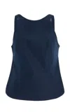 Alfie Open Back Denim Top In Blue